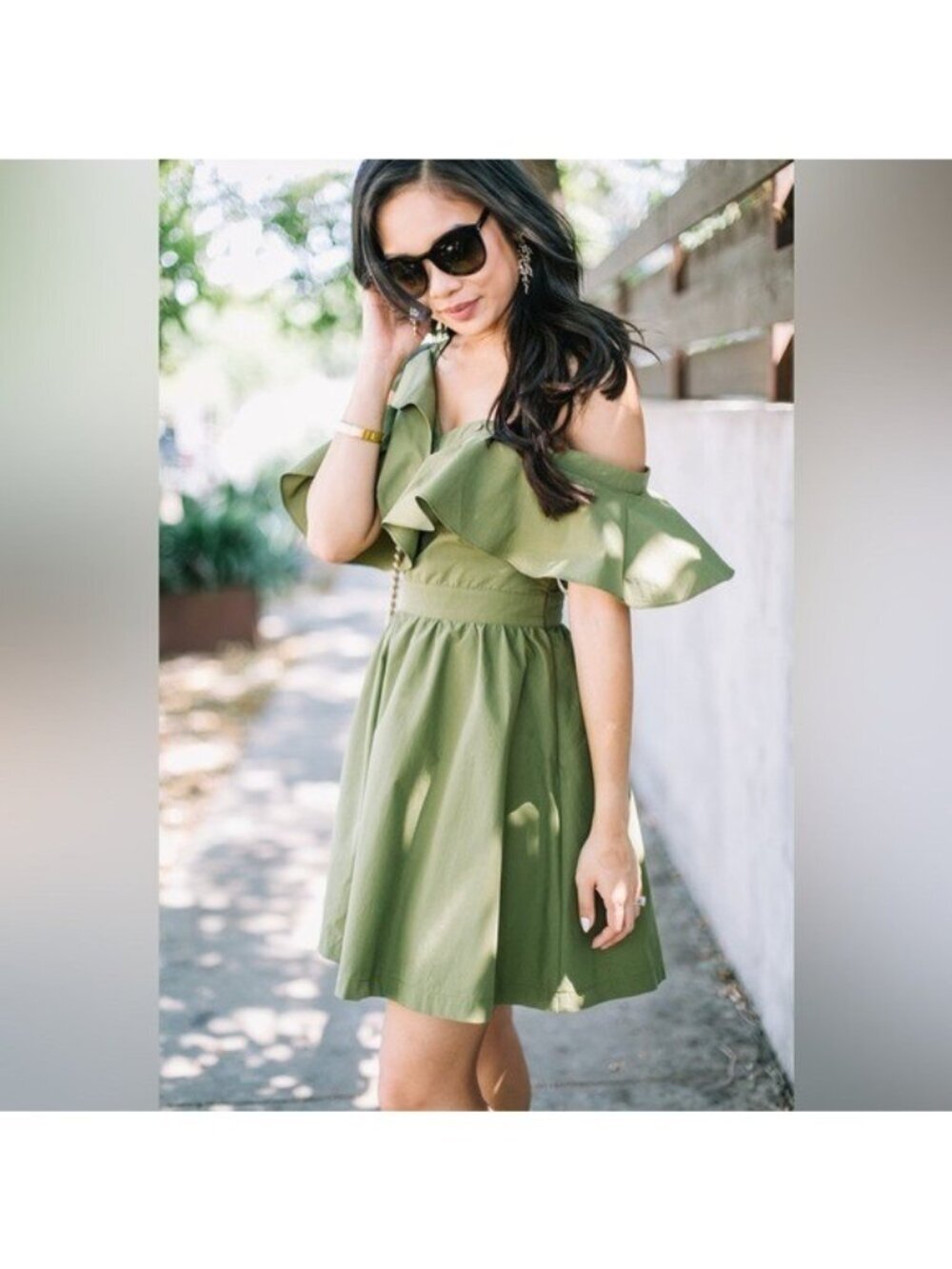 NEW JOA Ruffle Dress Medium Green
